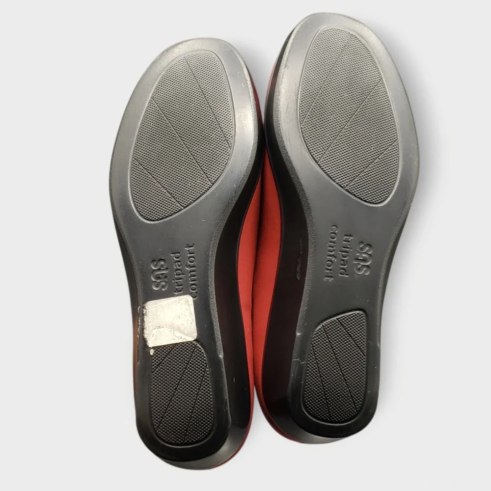 SAS Womens Bliss Slip On Wedge Shoes Red Sz 7.5 Comfort Walking Made in USA